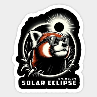 Solar Eclipse Red Pandas: Chic Tee with Playful Tree Climbers Sticker